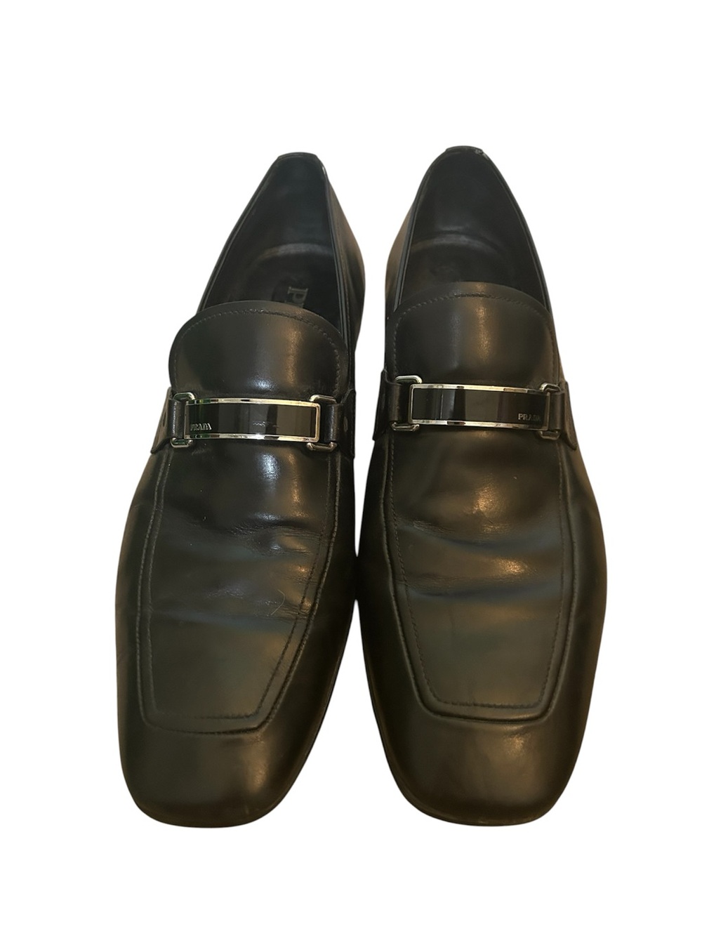 Men's Prada Enameled Bar Logo Loafers US 9.5